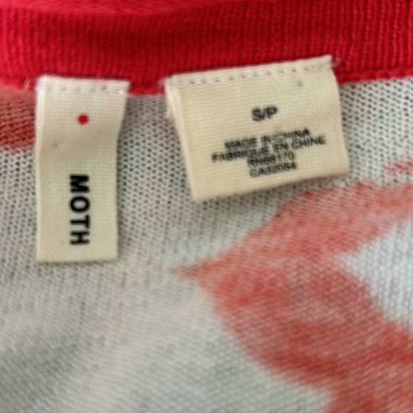 Anthropologie Moth Karnali Ikat Geometric 3/4 Sleeve Cotton Crop Cardigan - S - Picture 9 of 12